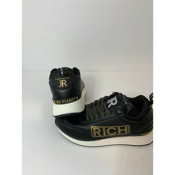 Rich patent black women’s 5.5 - 36 black/gold leather logo John Richards sneaker - Picture 11 of 11